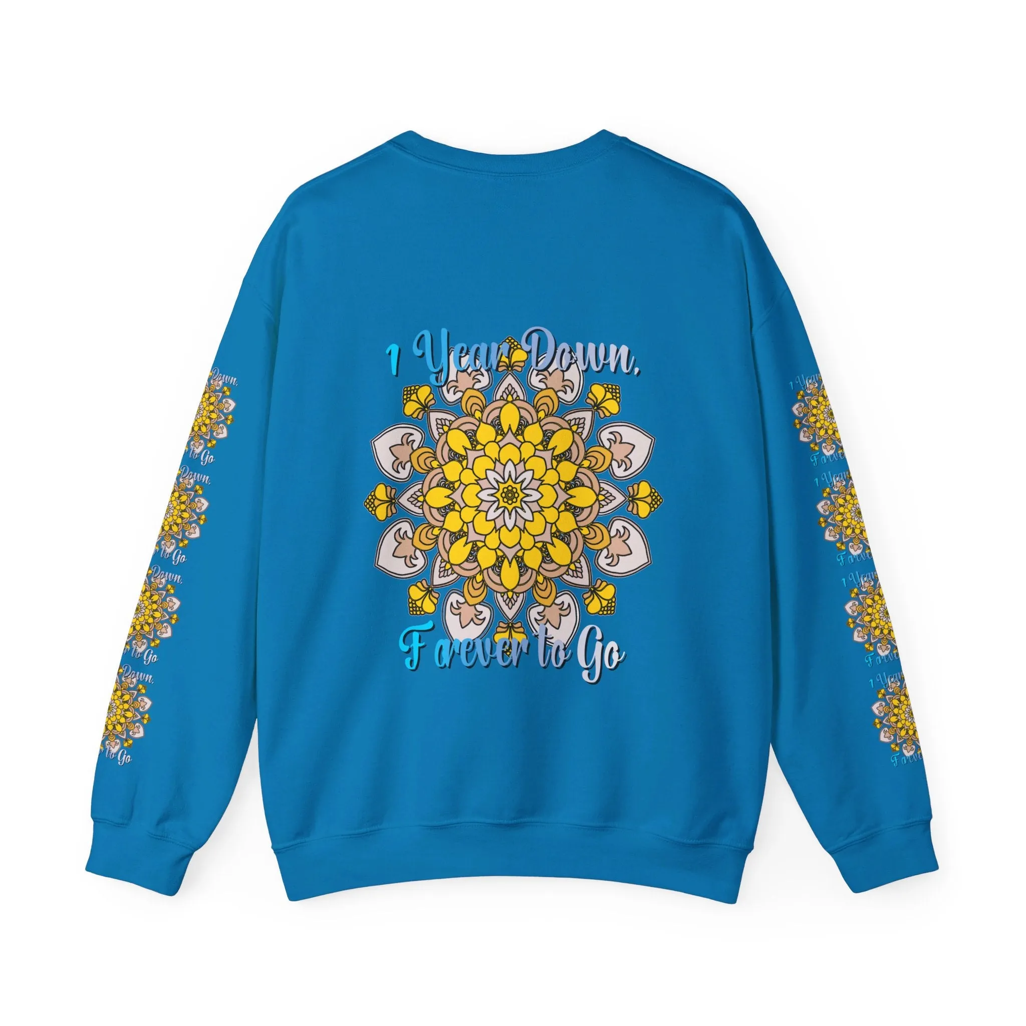 1 Year Wedding Anniversary Crewneck Sweatshirt with Handmade Mandala