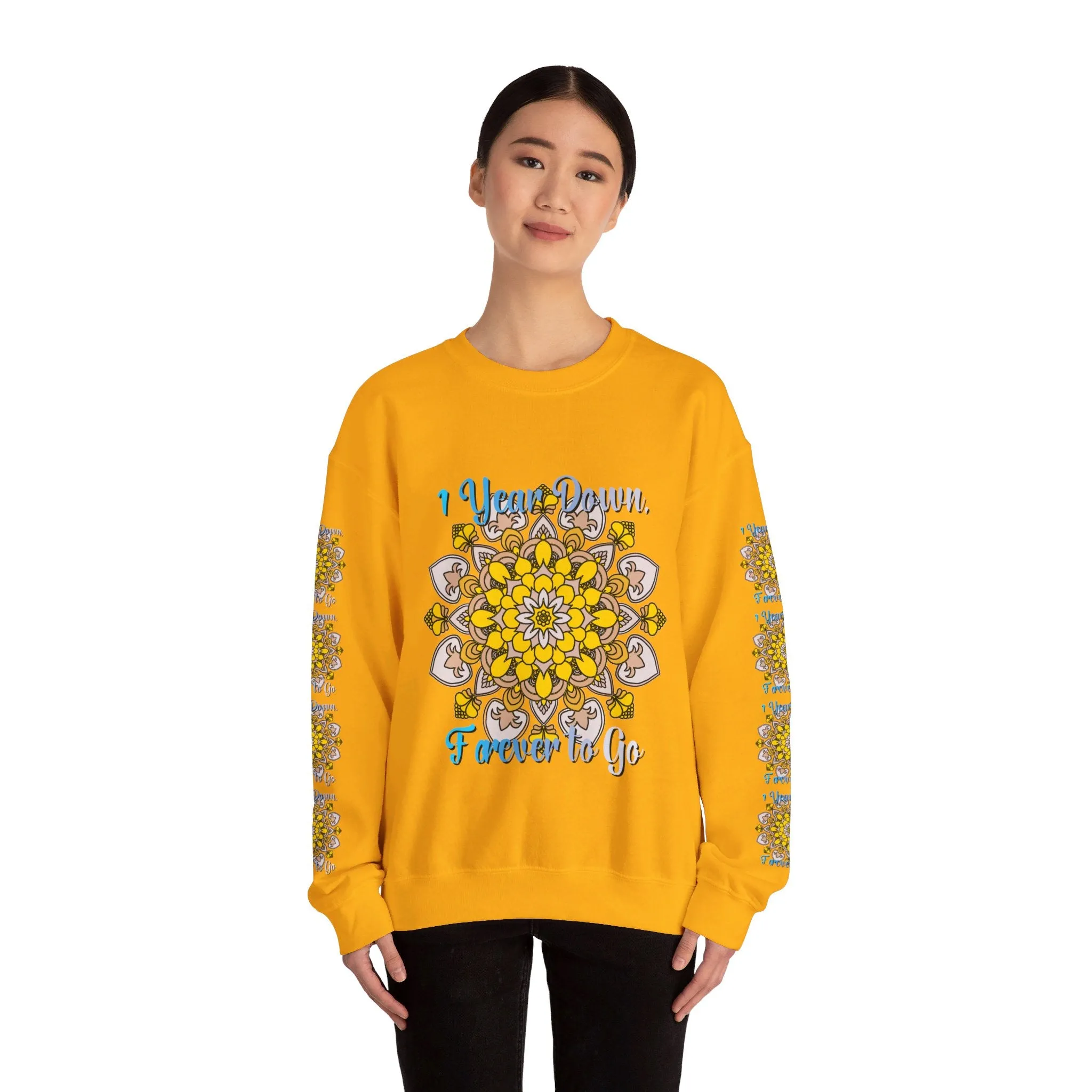 1 Year Wedding Anniversary Crewneck Sweatshirt with Handmade Mandala