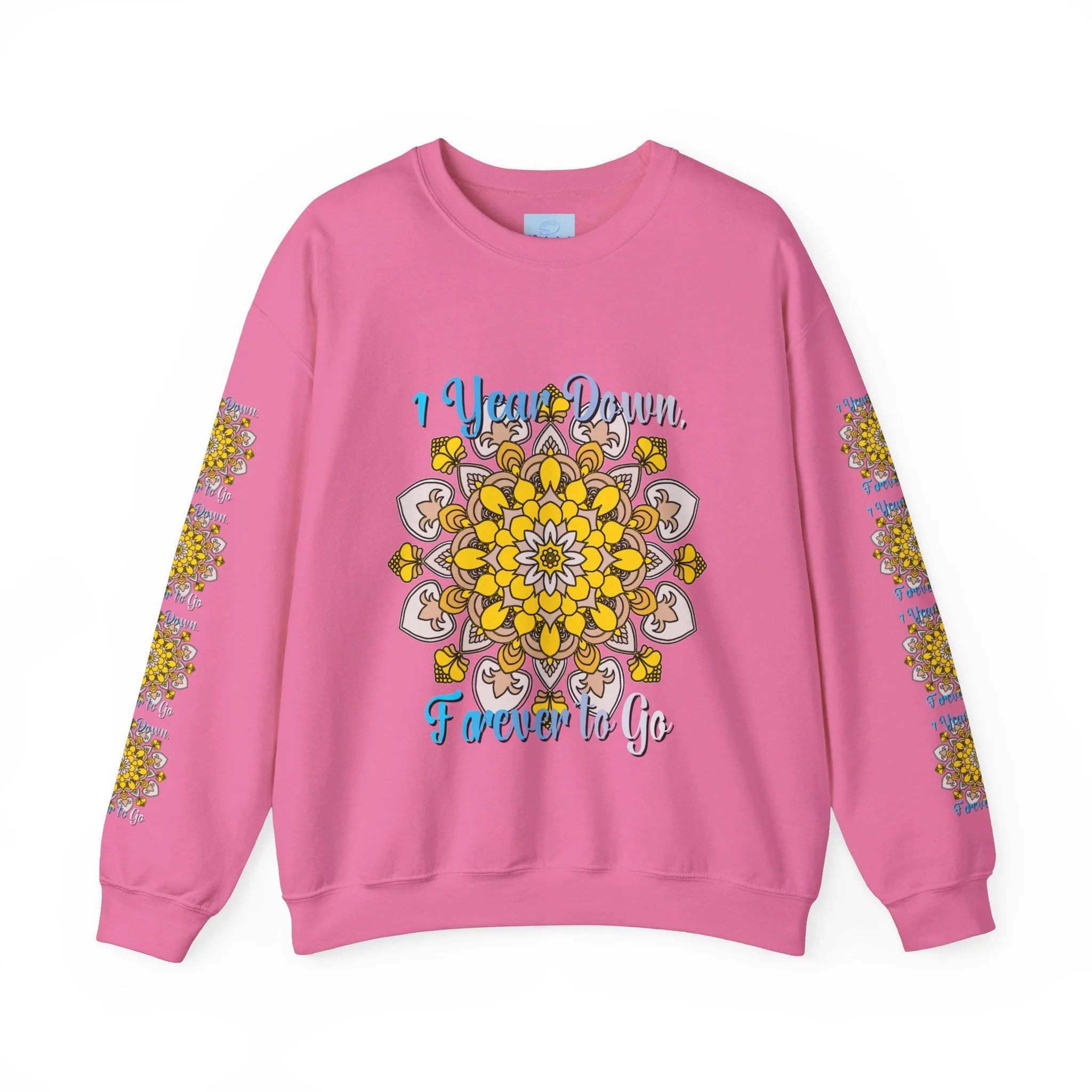 1 Year Wedding Anniversary Crewneck Sweatshirt with Handmade Mandala