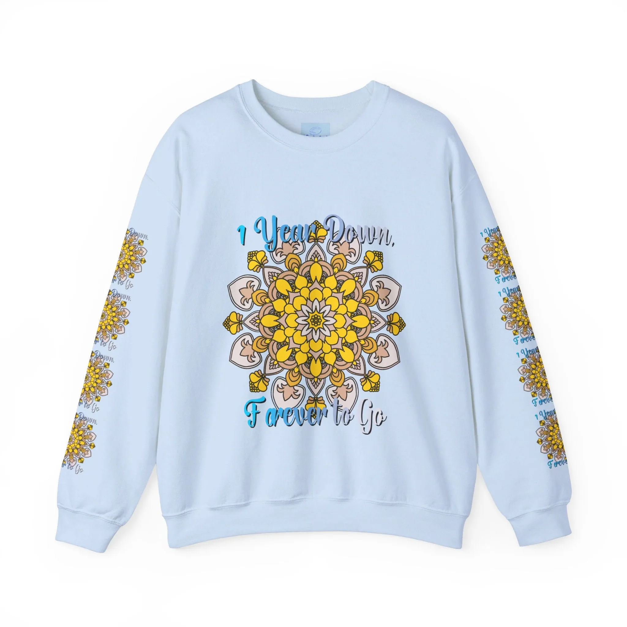 1 Year Wedding Anniversary Crewneck Sweatshirt with Handmade Mandala