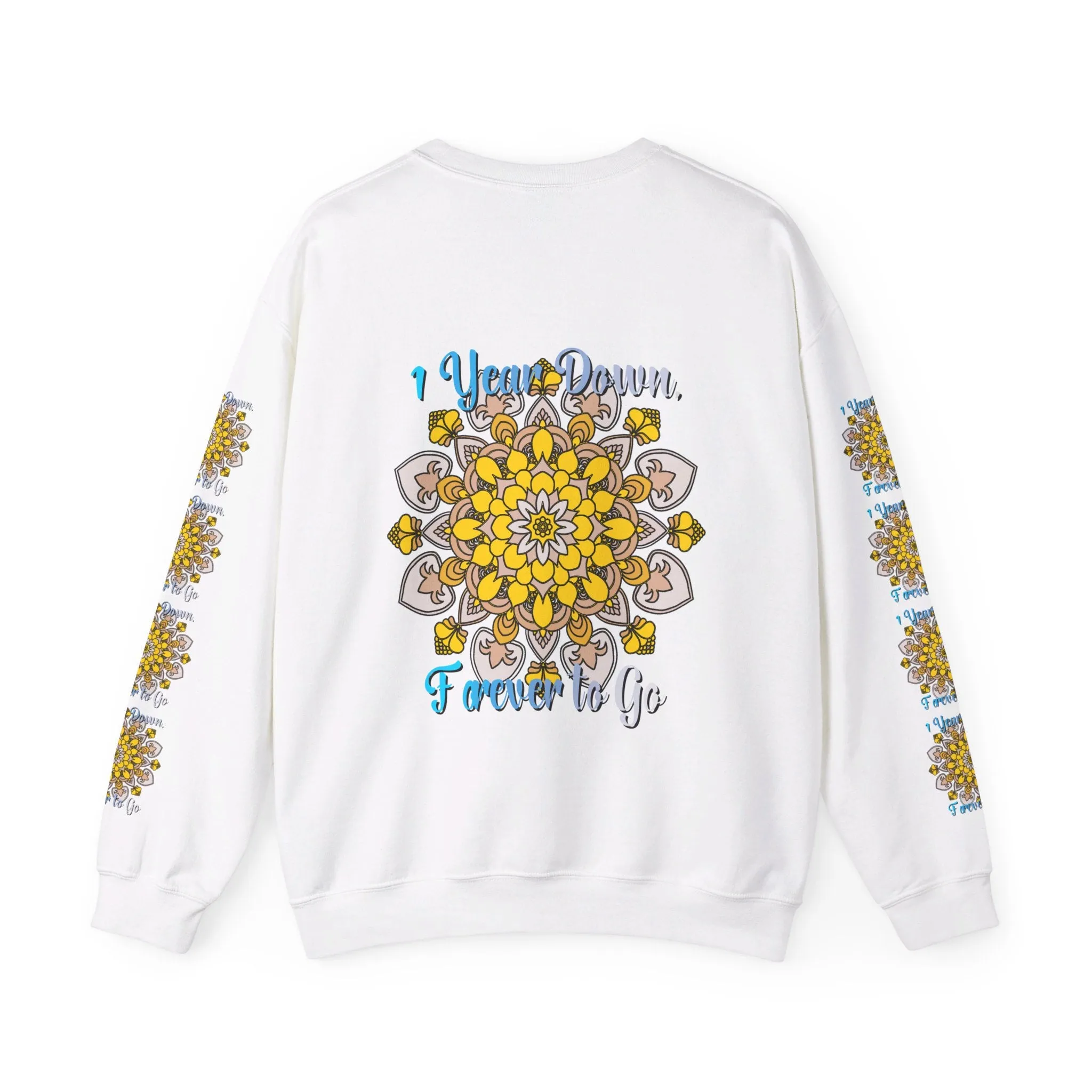 1 Year Wedding Anniversary Crewneck Sweatshirt with Handmade Mandala