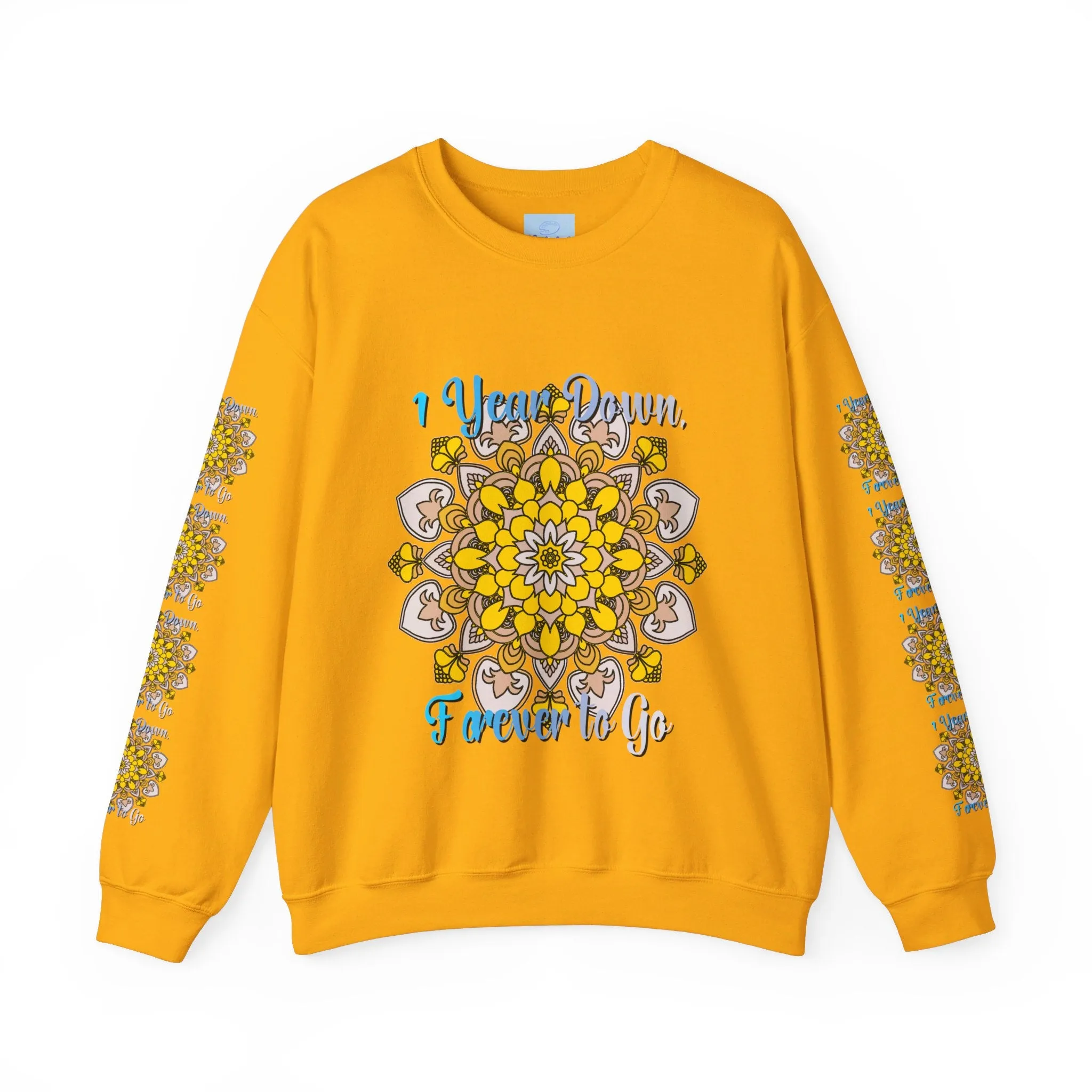 1 Year Wedding Anniversary Crewneck Sweatshirt with Handmade Mandala