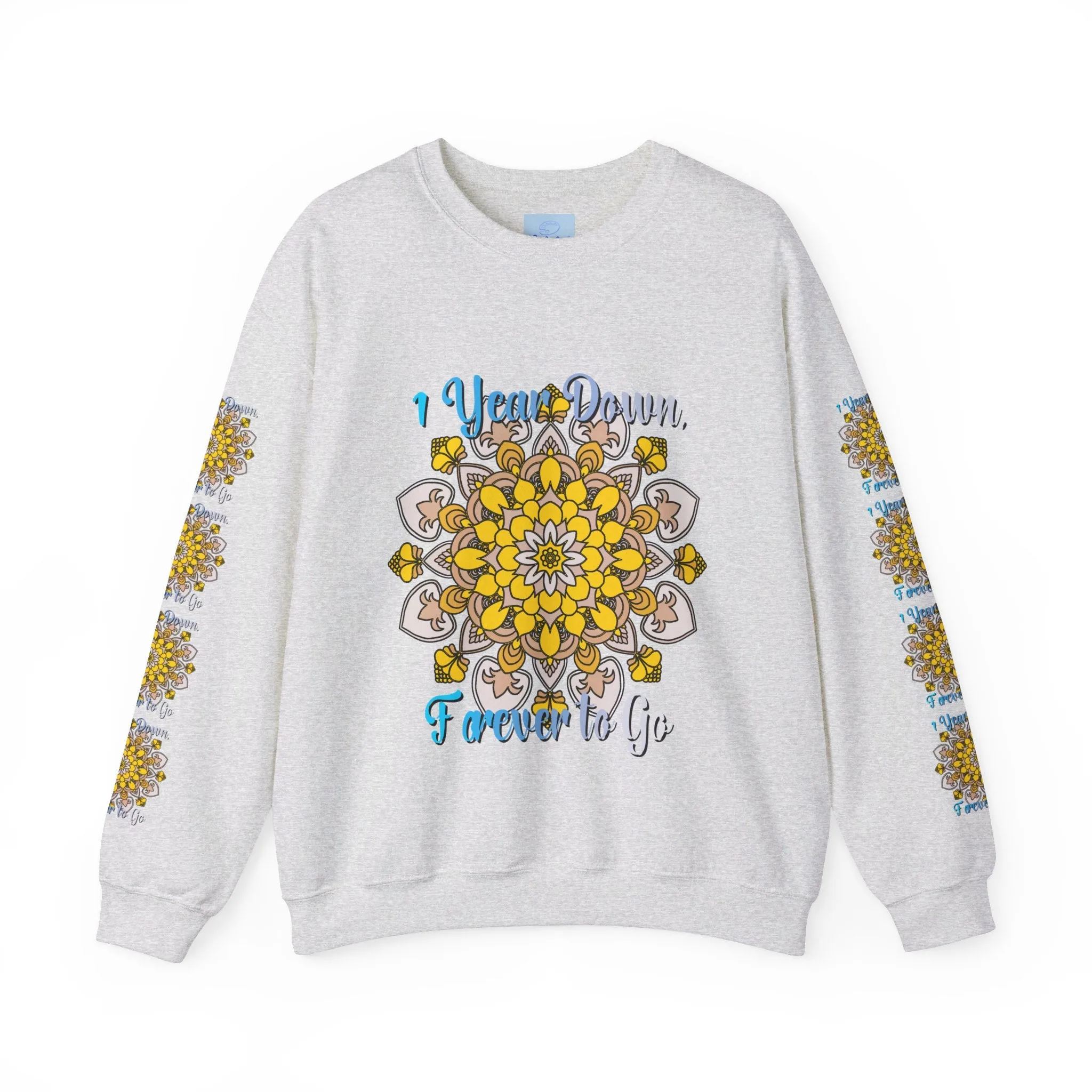 1 Year Wedding Anniversary Crewneck Sweatshirt with Handmade Mandala