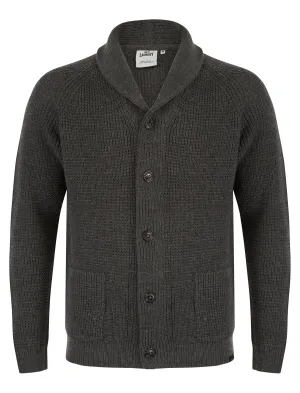 Anozie Soft Knit Wool Blend Shawl Neck Cardigan in Dark Grey Marl - Tokyo Laundry