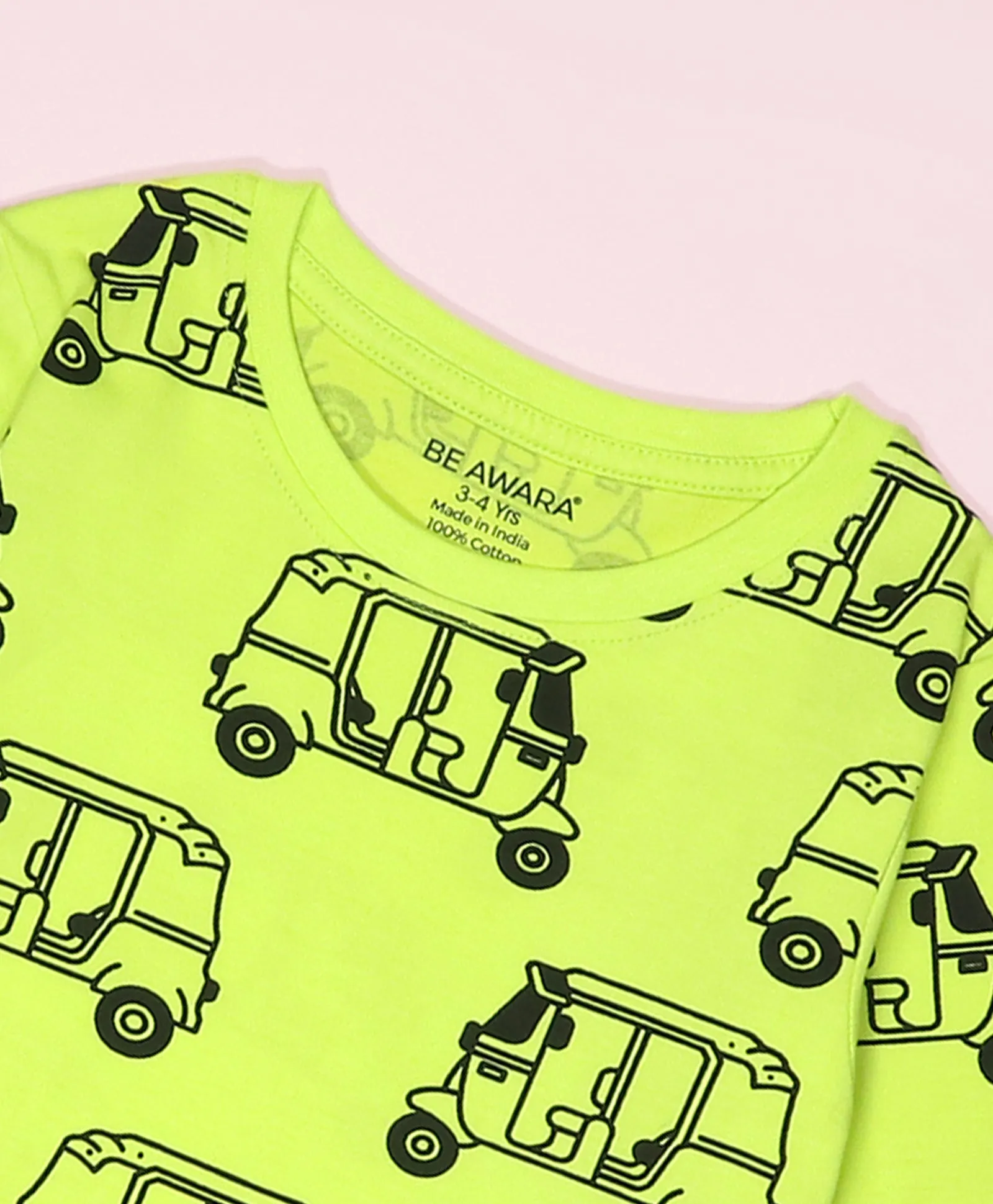 Auto Rickshaw Pattern Full Sleeves T-Shirt & Pajama Set