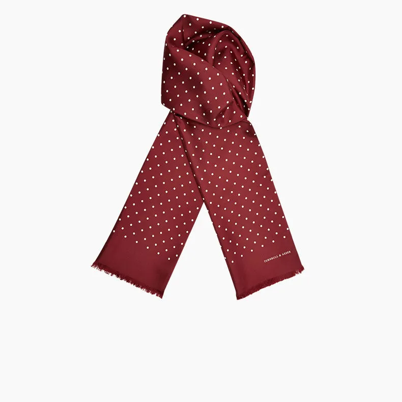 Burgundy and White Spotted Silk Scarf