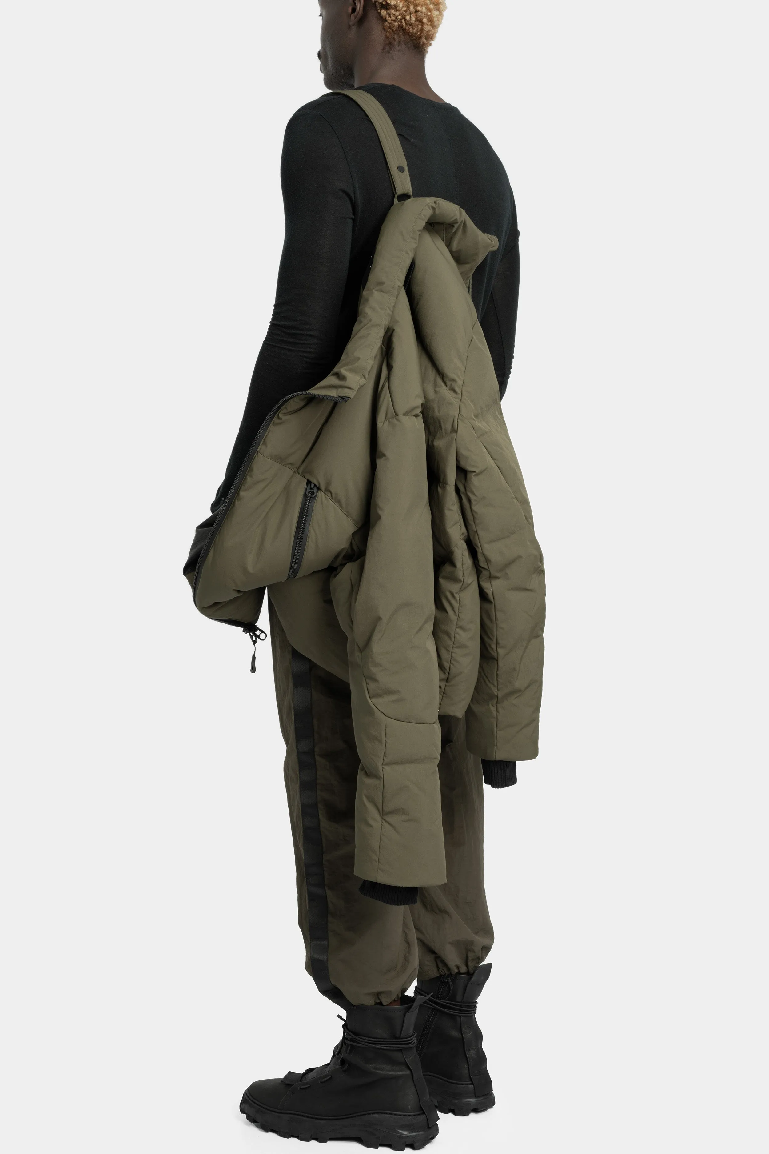 Detachable hood down jacket, Army Green