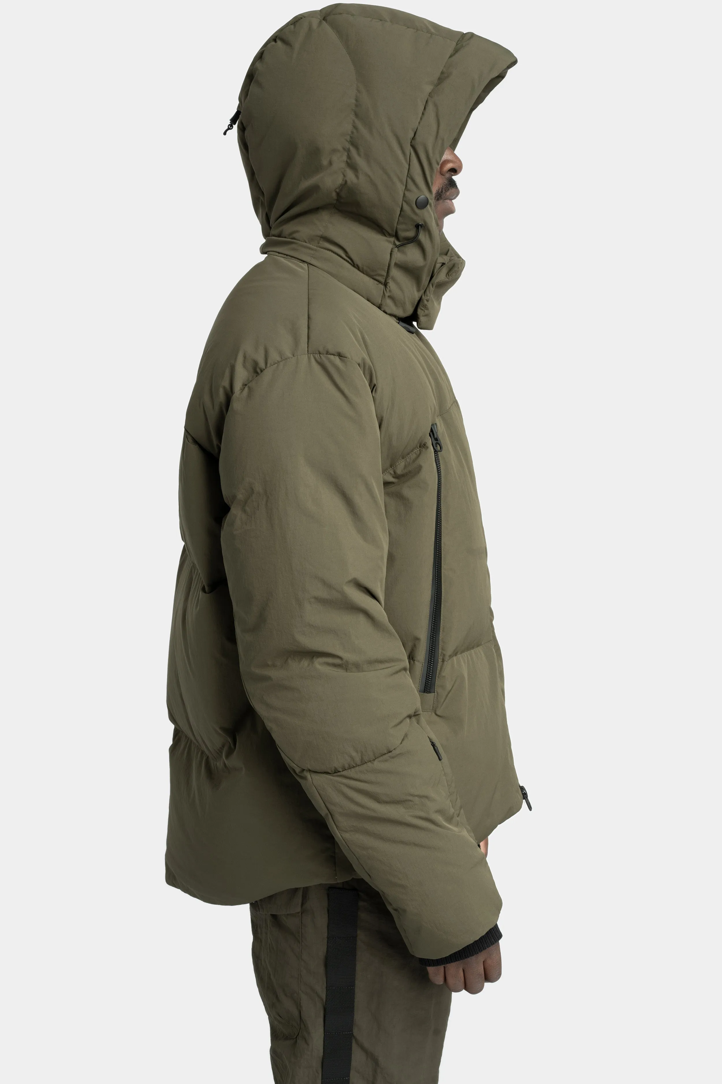 Detachable hood down jacket, Army Green