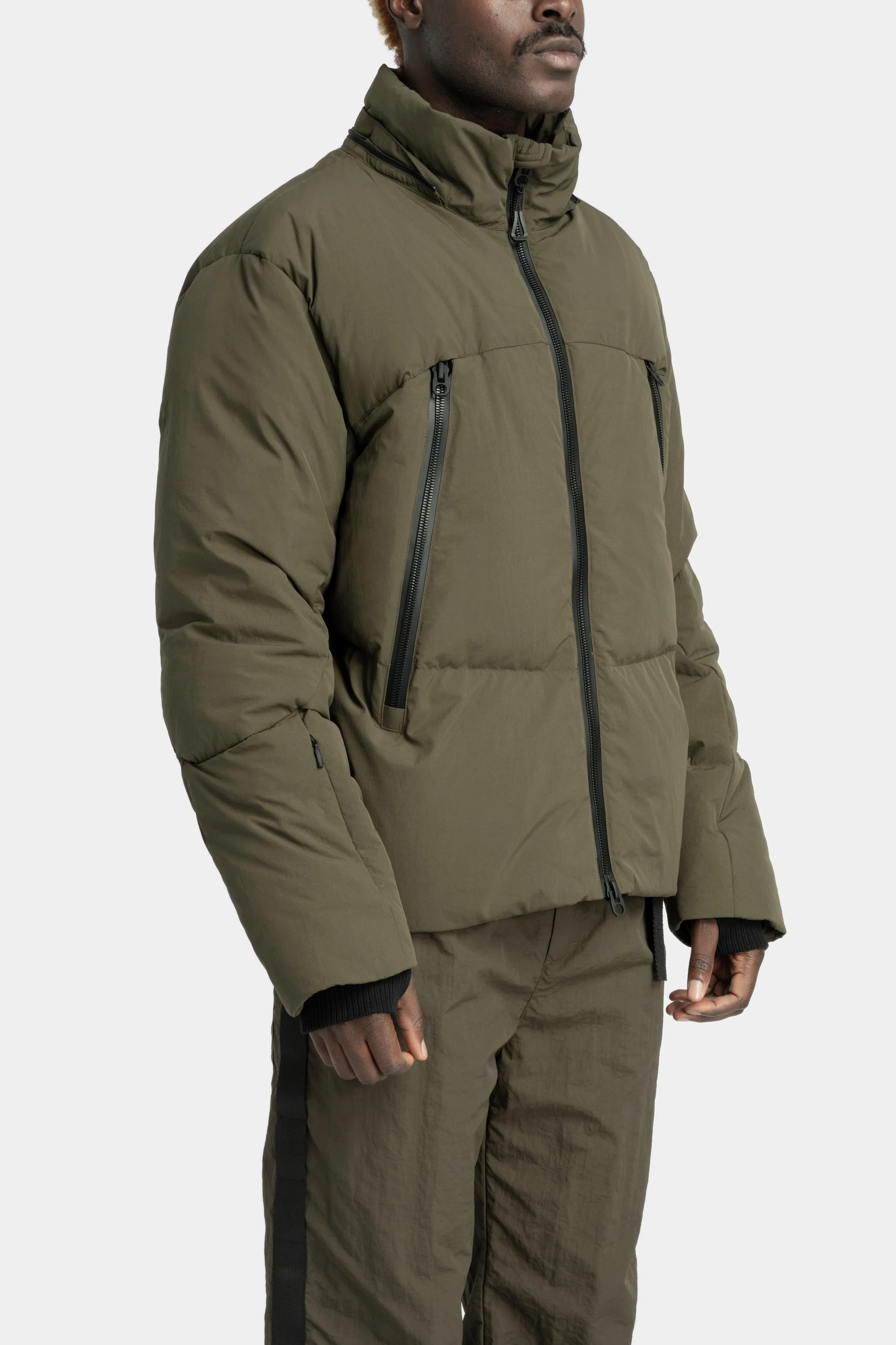 Detachable hood down jacket, Army Green