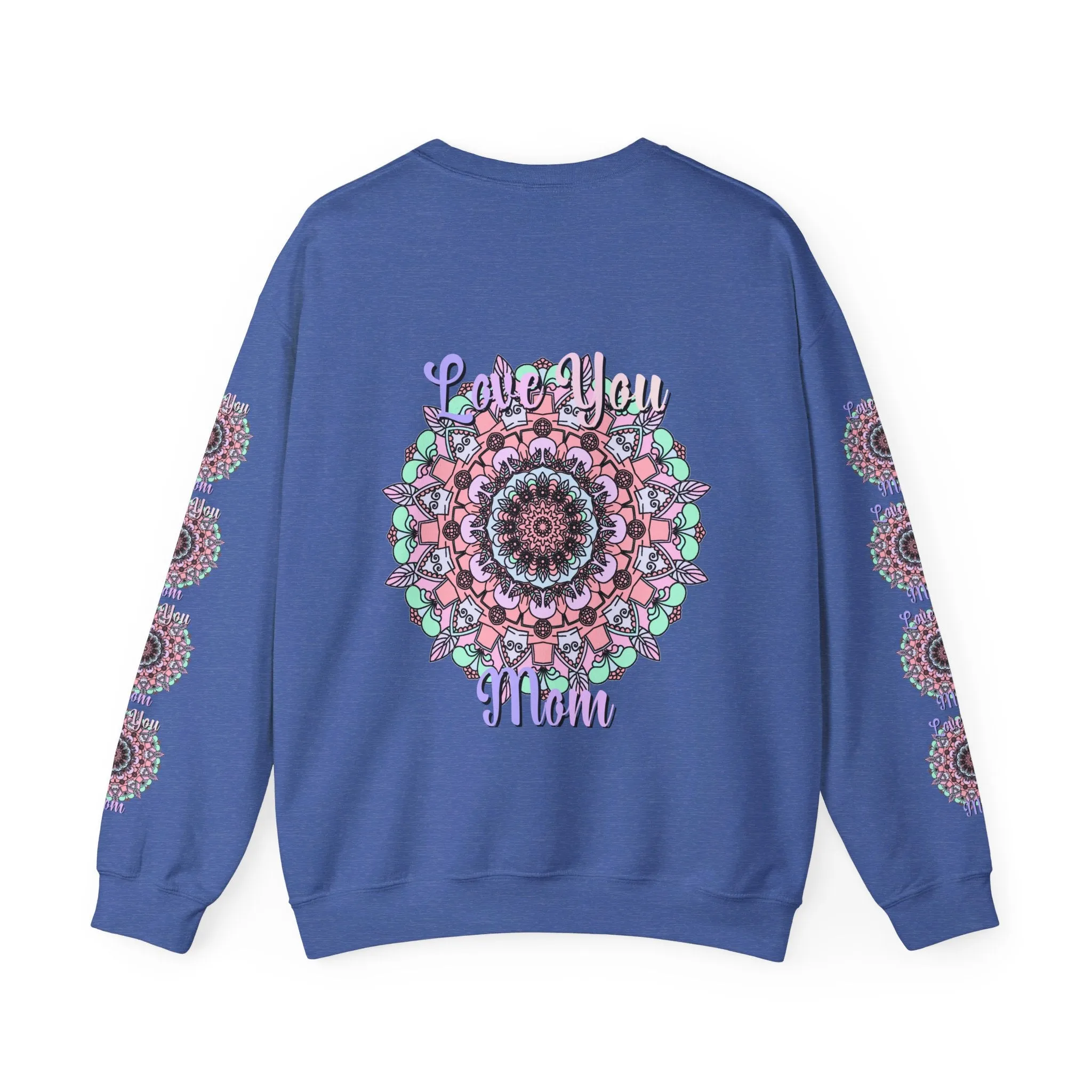 Handmade Mandala Design Crewneck Sweatshirt for Mom - Love You Mom