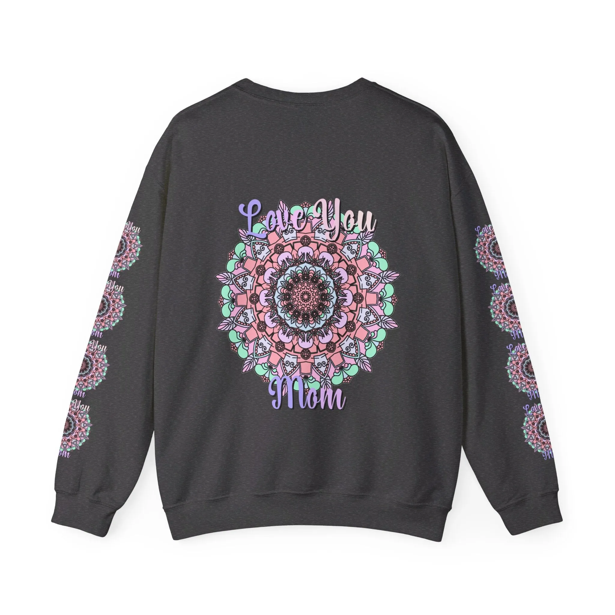 Handmade Mandala Design Crewneck Sweatshirt for Mom - Love You Mom