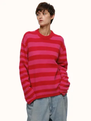 Jenn Striped Crewneck in Brushed Recycled Cashmere & Recycled Wool