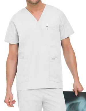 Landau Men's Multiple Pockets V-Neck Solid Nurse Scrub Top