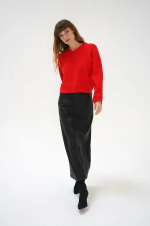 Latigo V Neck Sweater - Red