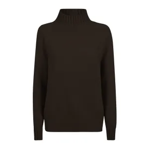 Mock Neck Cashmere Sweater - Chocolate Brown