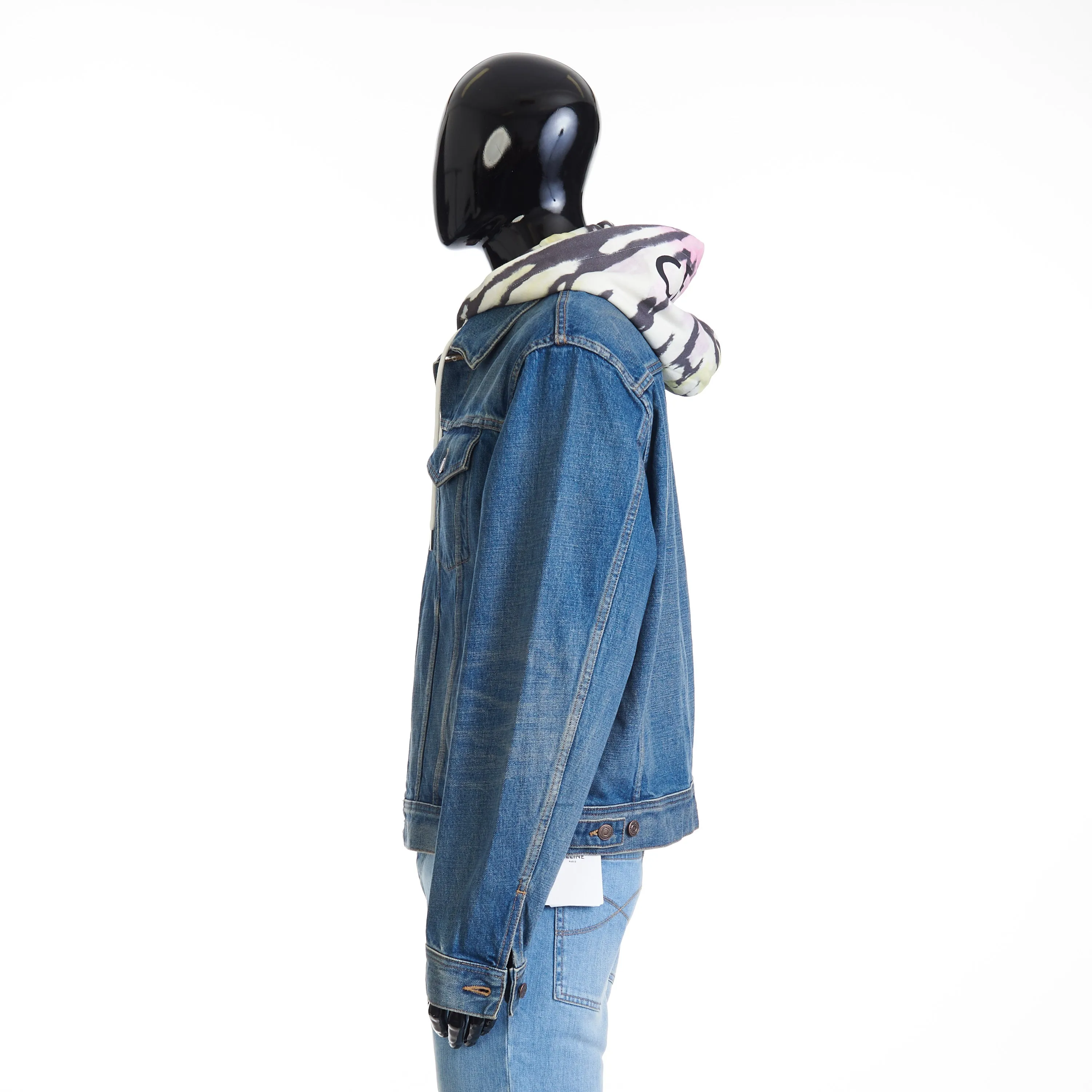 Oversized Hooded Trucker Jacket - Union Wash Blue Denim, Logo