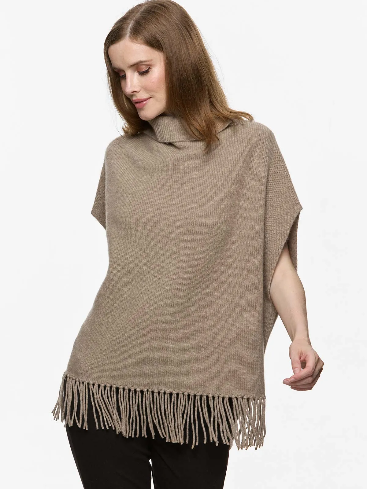 Taupe Oversized Cashmere Vest