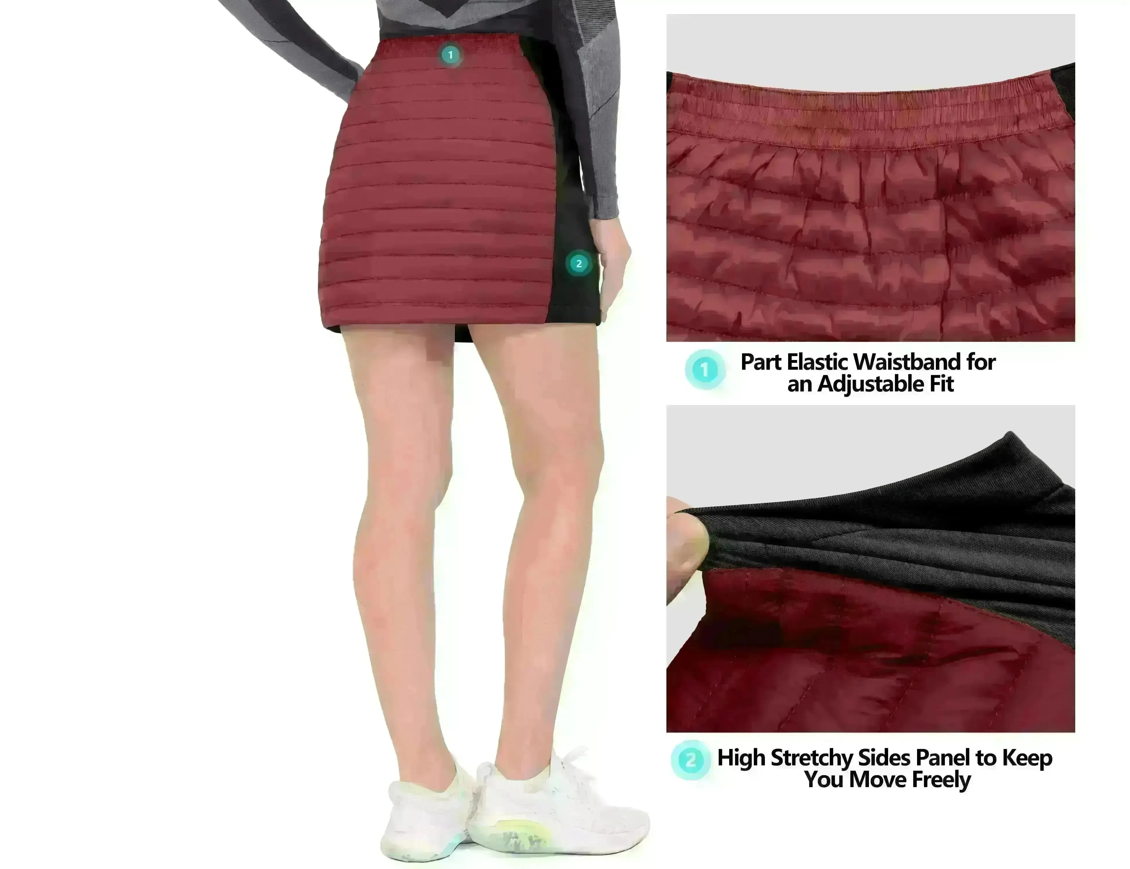 Women's Lightweight Puffer Sport Quilted Running Skirt