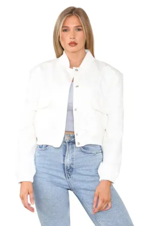 ZARA'S BOMBER POCKET JACKET-WHITE